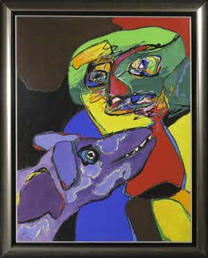 Arnold Zweerman - Gouache, Onze hond - Ingelijst verkocht voor € 100!