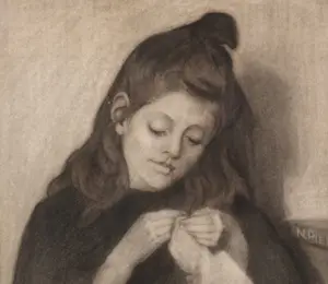 Nicolaas Pieneman - Portret van een meisje met handwerk kopen? Bied vanaf 250!
