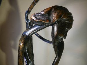 Brons (Onbekend) - De hoornspeler -vloerbeeld, groot- kopen? Bied vanaf 195!