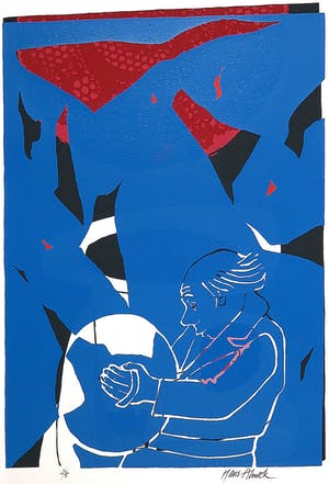 Hans Almekinders - Zeefdruk, Figuur in het blauw kopen? Bied vanaf 1!