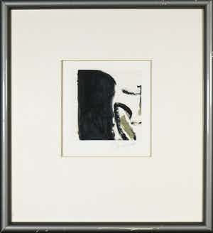 Jan Radersma - Gemengde techniek (olieverf en litho) op papier, Zonder titel - Ingelijst verkocht voor € 50!