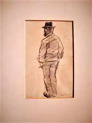 Léo Gausson - Franse neo Impressionist - 1903 - Houtskool - portret van Erik Satie - gesigneer verkocht voor € 82!