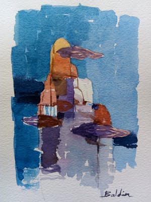 Ahmad Baldin - Zonder titel - AQUAREL - twee kunstwerken compleet met gesigneerd boek. kopen? Bied vanaf 75!