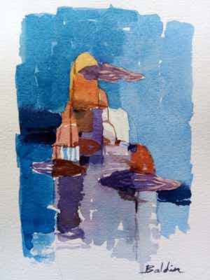 Ahmad Baldin - Zonder titel - AQUAREL - twee kunstwerken compleet met gesigneerd boek. verkocht voor € 75!