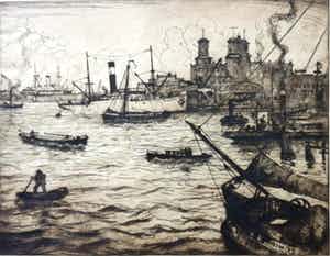 Jan Poortenaar - Haven Amsterdam met KNSM-gebouw verkocht voor € 125!