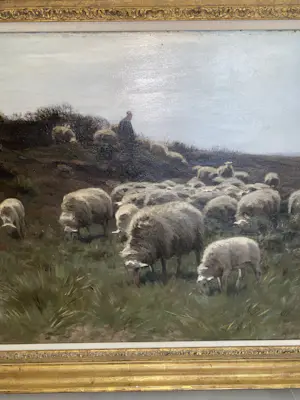 Herman van der Weele - 1852-1930, herder met schaapskudde op de hei. Olieverf op doek 58,7 x 86,9 cm. kopen? Bied vanaf 1200!