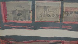 Niet of onleesbaar gesigneerd - olie/collage op canvas kopen? Bied vanaf 1!