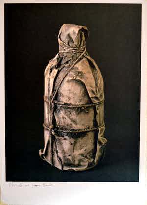 Christo - Wrapped Bottle- zelden offset handgesigneerd 84 x 59 cm verkocht voor € 280!