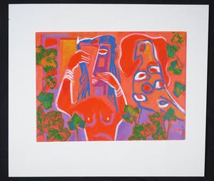 Joe Wols - Acryl op karton, Figuur en vogel kopen? Bied vanaf 35!