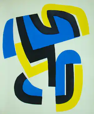 AcheterJean Dewasne - Abstracte compositie - 1952 - Sjabloon in gouachekleuren? Enchérissez de 70!