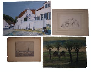 Niet of onleesbaar gesigneerd - Lot, Diverse Werken in Gouache, Aquarel en Krijt kopen? Bied vanaf 1!