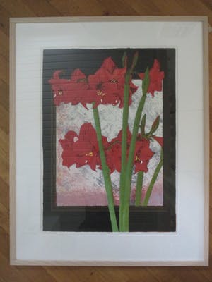 Joost Minnigh - Grote ingelijste litho "Amaryllis met spiegelbeeld" perfect ingelijst kopen? Bied vanaf 80!