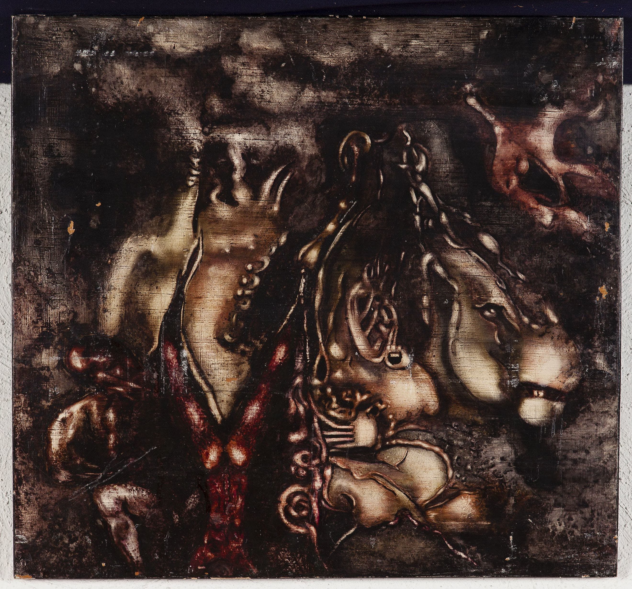 Jos Schellekens - De vogels van mijn jeugd zijn dood - Acryl op houten paneel - Gesigneerd kopen? Bied vanaf 10!