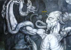 Ernst Fuchs - Der Anti-Laokoon, Handgesigneerde giclée verkocht voor € 50!