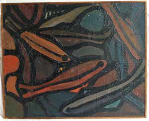 Pieter 't Hart - Ingelijst olieverf op board , “Nannostomus” (‘Potloodvissen’) – 1964 verkocht voor € 50!