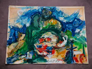 Steven Kwint - in 1967 expressionistisch geschilderde gemengde techniek "Ghosts from the past" kopen? Bied vanaf 87!