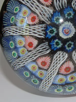 Glazen millefiori murano, glazen presse papier, blauw en rood kopen? Bied vanaf 150!