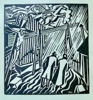 Frans Masereel - Die apokalyptischen Reiter. Original-Holzschnitt 1920 verkauft für € 50!