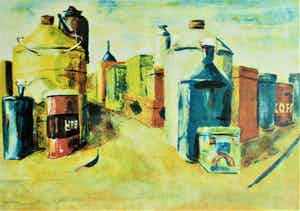 Jeroen Hermkens - Ingelijste litho , “Blikken stad” – 1992 verkocht voor € 1!