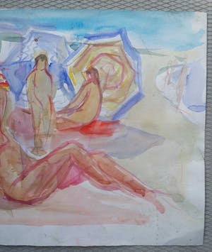 Jan Tullemans - Dagje aan het strand - Vrolijk en groot werk. kopen? Bied vanaf 125!