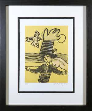 Corneille - Litho, Uit de serie La vie en vert - Ingelijst verkocht voor € 150!