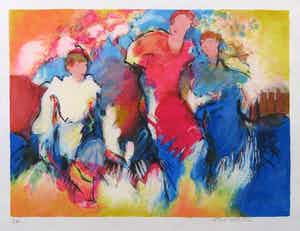 Arthur Bernard - Zeefdruk, Promenade d'été - Ingelijst verkocht voor € 35!