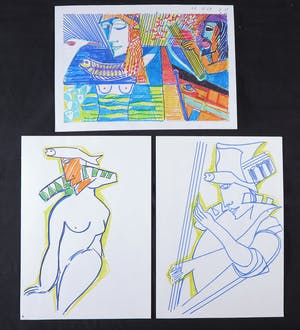 Joe Wols - Lot van drie stifttekeningen, Figuren kopen? Bied vanaf 1!