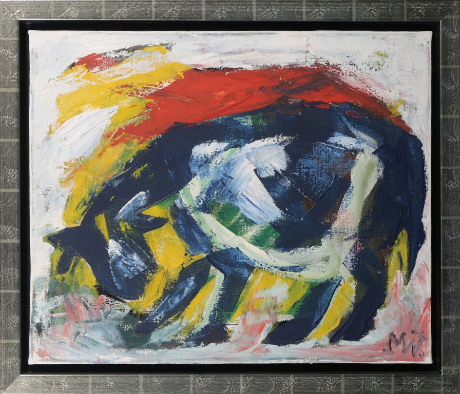 Martin van Wordragen - Martin van Wordragen: Olieverf op doek, Klaar voor de slacht - Ingelijst verkocht voor € 450!