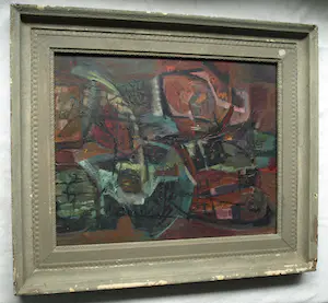 Kor Heemsbergen - Olieverf op paneel, Land voor 2 mensen – ca. 1960 - Ingelijst kopen? Bied vanaf 150!