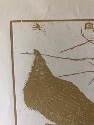 Jan Mankes - Houtsnede kleine kraai kijkend naar mugje - Gesigneerd - 1918 kopen? Bied vanaf 425!