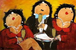 Theo Broeren - Acryl op doek, Overleg in NYC (Groot) verkocht voor € 100!