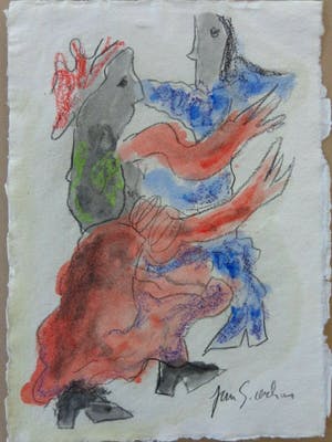 Jan Sierhuis - DANSEND KOPPEL / ORIGINEEL WERK / 30x21cm / SIG kopen? Bied vanaf 55!