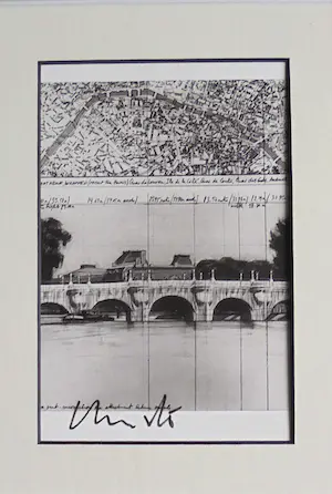 Christo - Project " Pont Neuf wrapped " 1983 - inc. original stofmonster - handgesigneerd kopen? Bied vanaf 139!