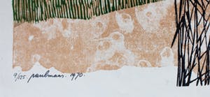 Paul Maas - hout/linosnede - 'Landschap met Molens' - 1970 kopen? Bied vanaf 20!