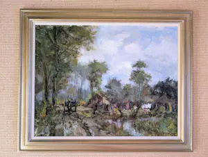 Theodorus van Oorschot - BOERDERIJ IN BOSLANDSCHAP MET PAARD EN WAGEN kopen? Bied vanaf 200!