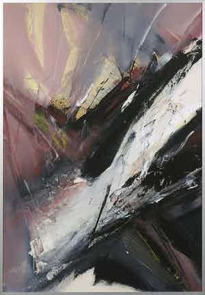 Wim de Bruin - Gemengde techniek op papier, Abstracte compositie - Ingelijst verkocht voor € 40!