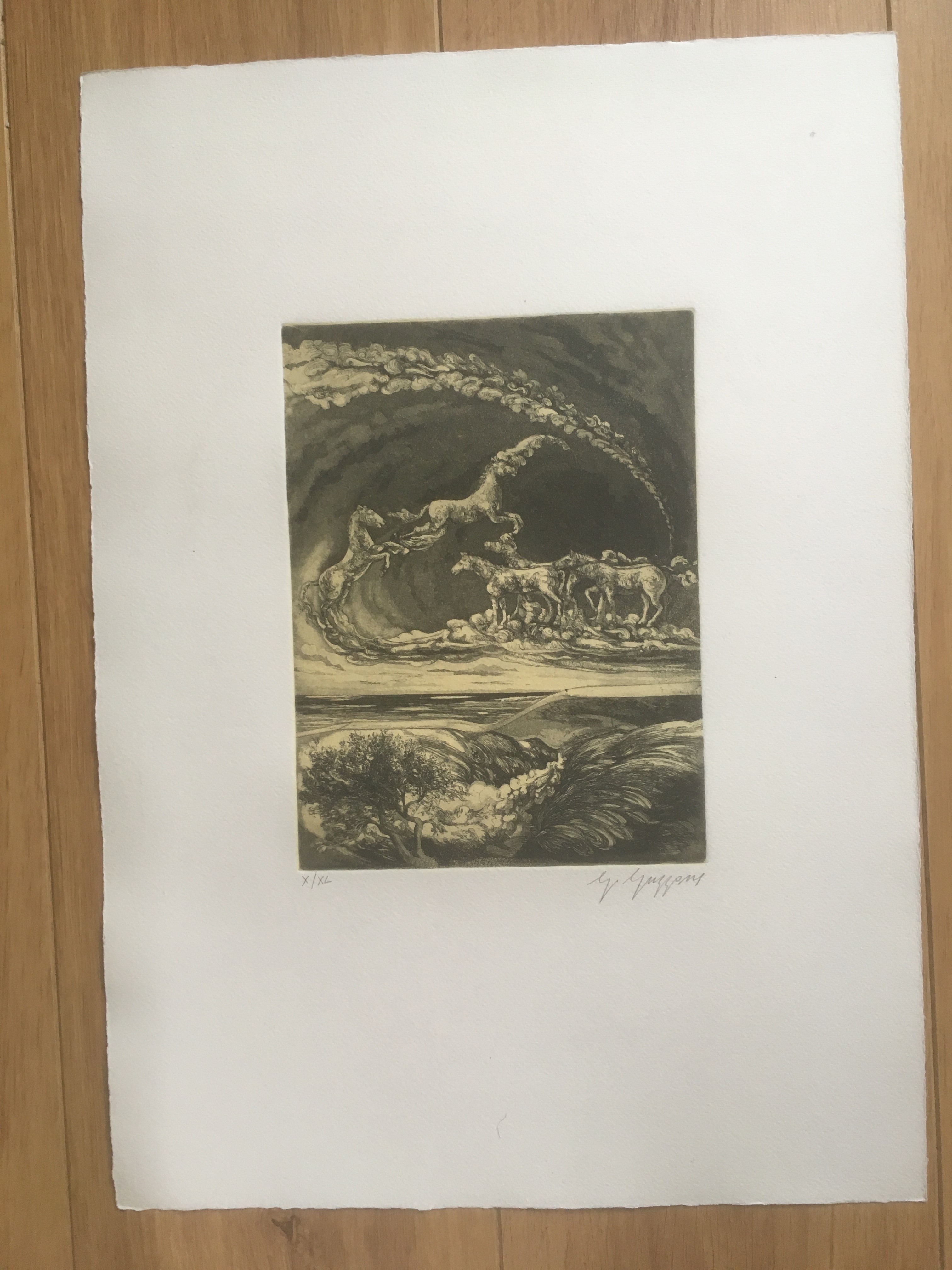 Niet of onleesbaar gesigneerd - Ets met paarden hemelvaart kopen? Bied vanaf 1!