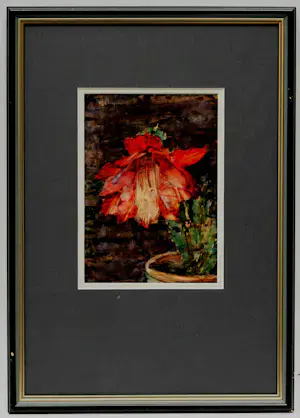 Rudolf Bruyn - Ingelijste aquarel op papier: Bloeiende lidcactus - 1934 kopen? Bied vanaf 249!