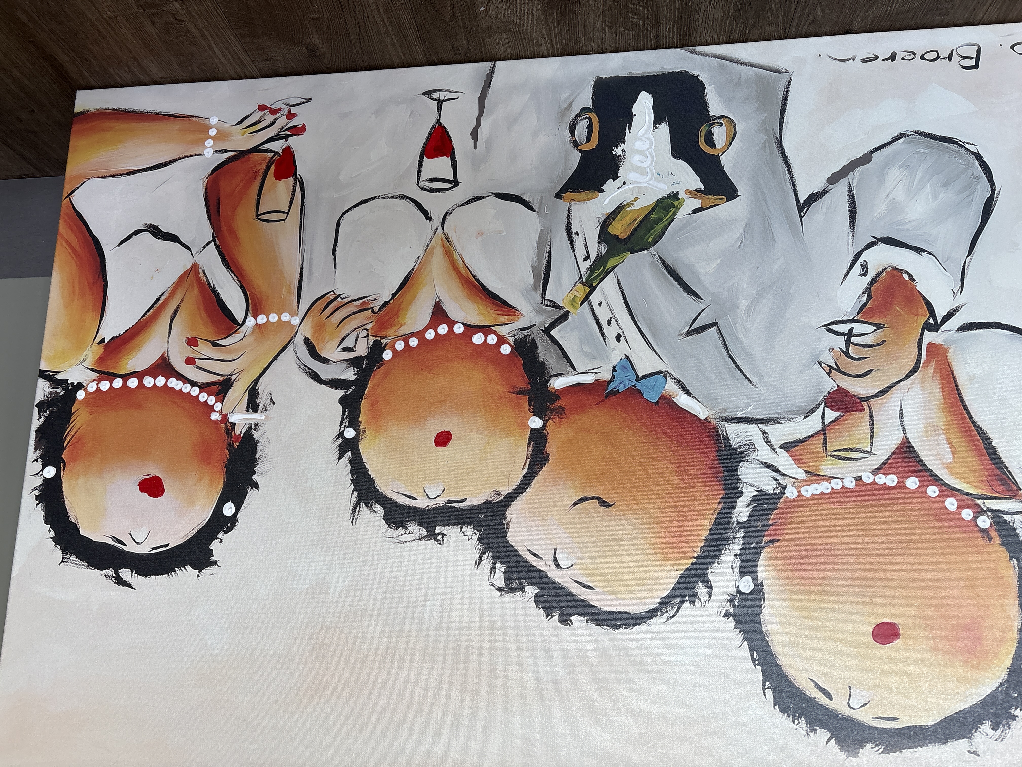 Buy Theo Broeren - Glicée met acryl op doek “ Chique in het wit” (GROOT)? Bid from 100!