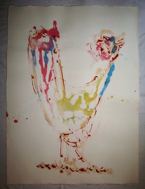 Anton Heyboer - Olieverf en acrylverf, Kip / Oervogel – 107 x 79 cm - ca. 1980 kopen? Bied vanaf 125!