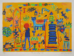 Gertie Janssen - Zeefdruk op geschept papier, Le plat pays III kopen? Bied vanaf 1!