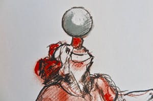 Kees Verkade - Clown met bal - Mooi ingelijst kopen? Bied vanaf 49!