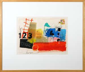 Theo Koster - Zeefdruk en collage, Zonder titel - Ingelijst verkocht voor € 35!