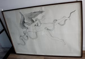 Alberto Abate - Zeer grote ingelijste tekening -1983 kopen? Bied vanaf 450!