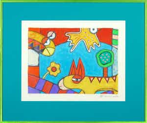 Michiel Molenaar - Zeefdruk, Zonder titel - Ingelijst verkocht voor € 35!