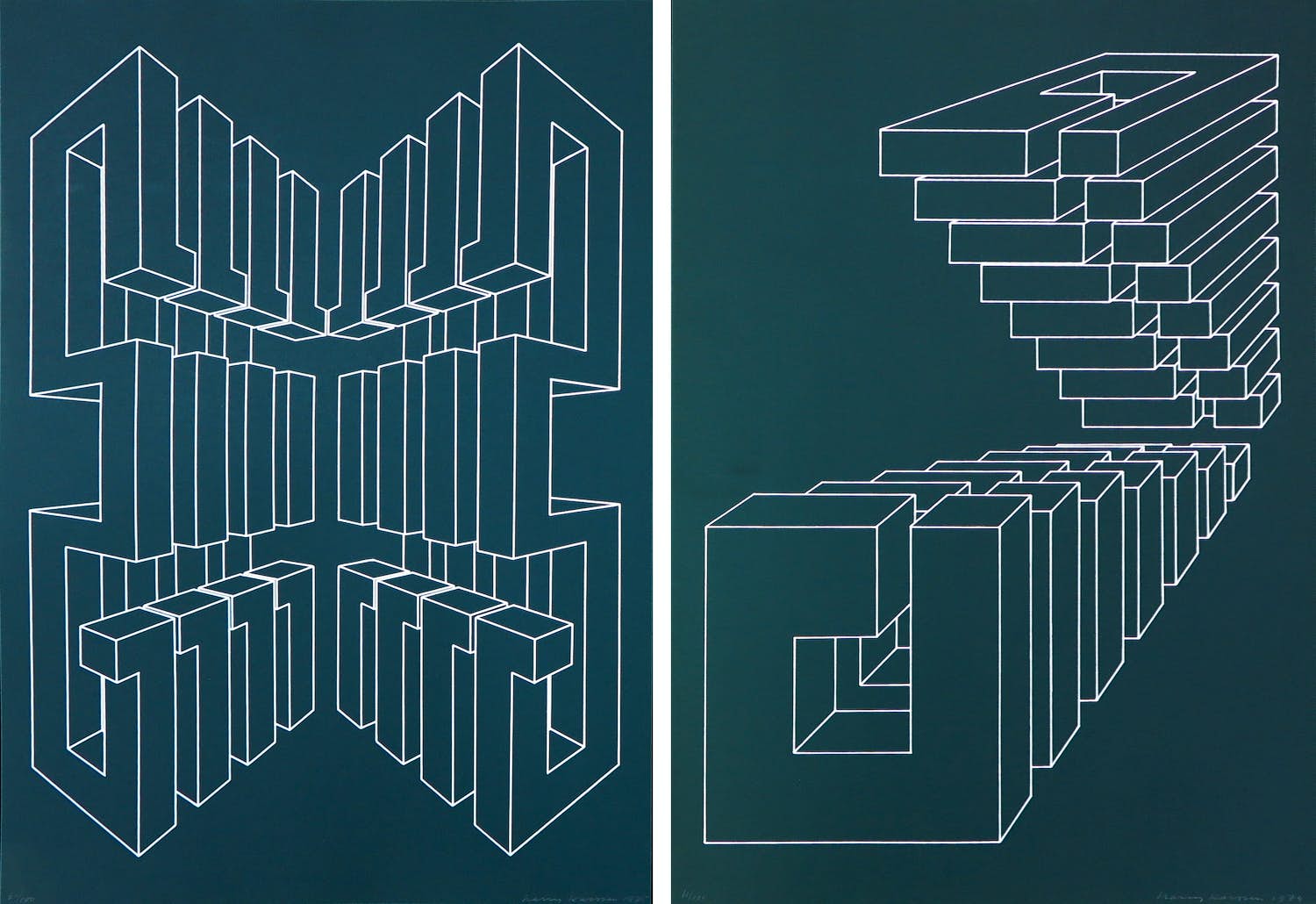 Harry Karssen - Lot van twee zeefdrukken, Z.T. Abstractie kopen? Bied vanaf 1!