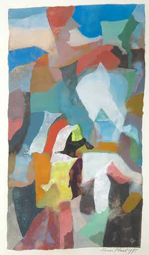 Henri Plaat - Gouache, Abstracte compositie met kleurvlakken verkocht voor € 40!
