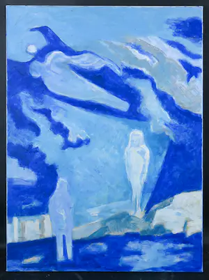 Joe Wols - Olieverf op doek, Figuren in blauw kopen? Bied vanaf 1!