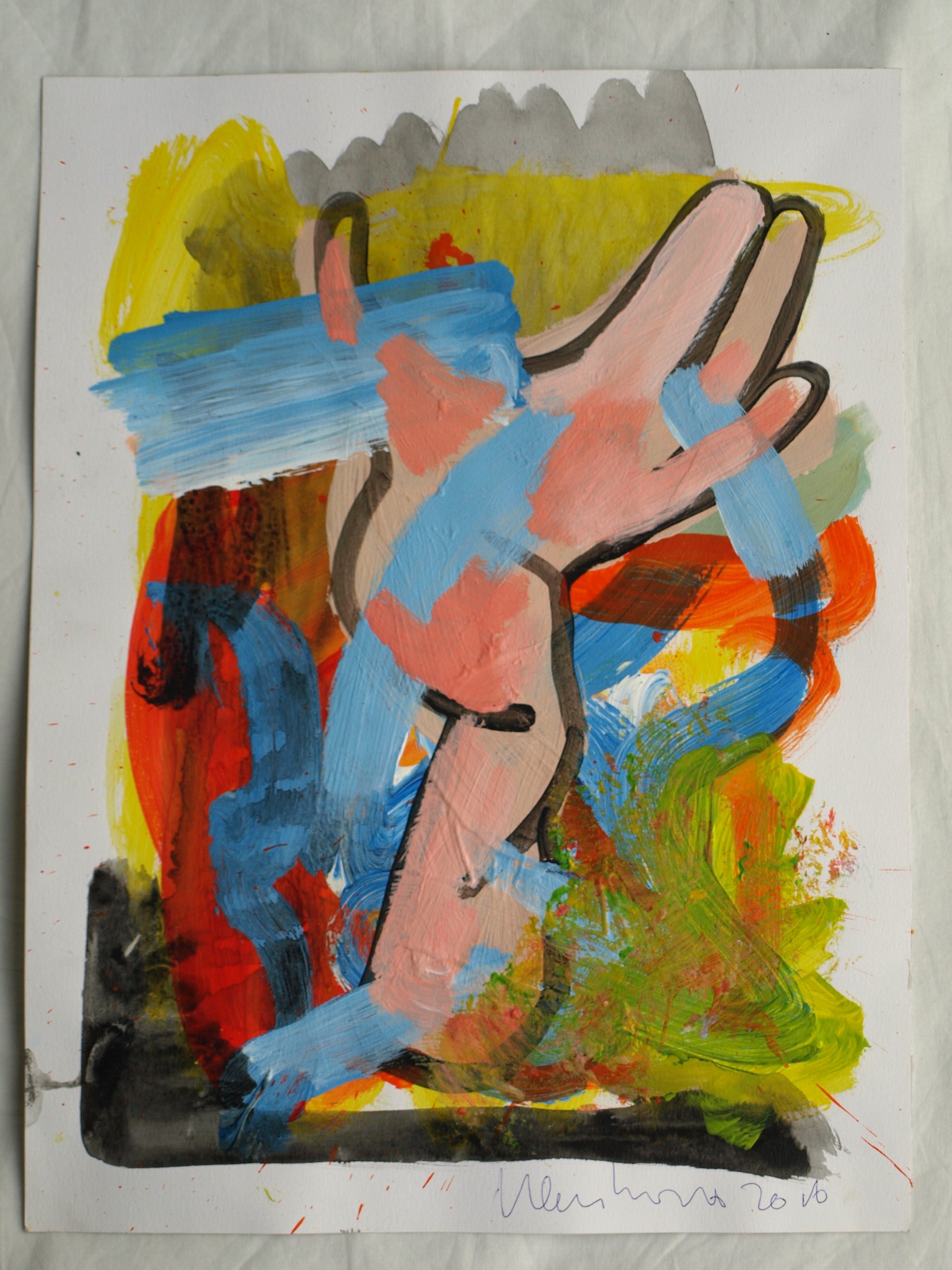 Peter Klashorst - Acrylverf op papier – Abstract 12 - 2016 kopen? Bied vanaf 35!