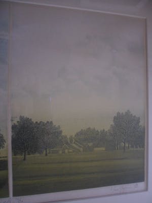 Hans Heijman - Kleuren ets, Bomen aan de dijk/Boerderij in landschap kopen? Bied vanaf 40!